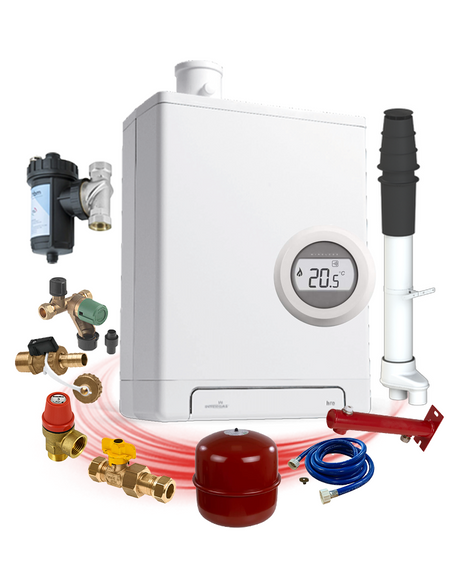 Intergas HRE 28/24 CW4 80/80 22,8kW Klein Totaalpakket Round Draadloos met een magnetische vuilafscheider | CVketel.nl