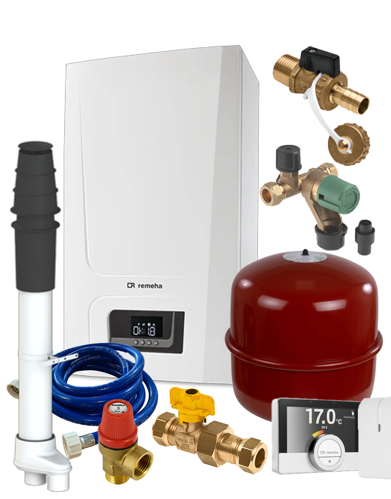 Remeha Tzerra Ace Matic 28c met Aansluitpakket Renovatie met Dakdoorvoer 80-80 en met Remeha eTwist Wifi modulerende slimme thermostaat + gateway 7648242 | CVketel.nl