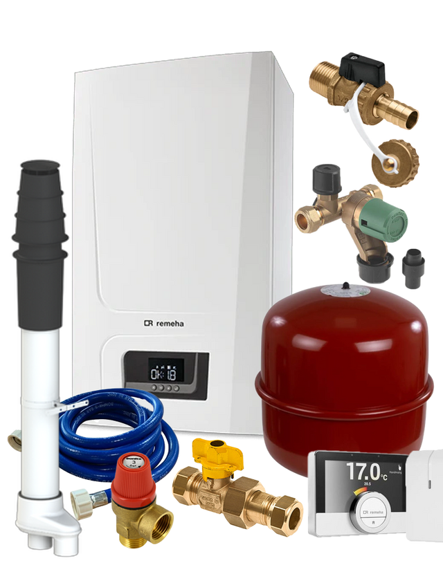 Remeha Tzerra Ace Matic 28c met Aansluitpakket Renovatie met Dakdoorvoer 80-80 en met Remeha eTwist Wifi modulerende slimme thermostaat + gateway 7648242 | CVketel.nl
